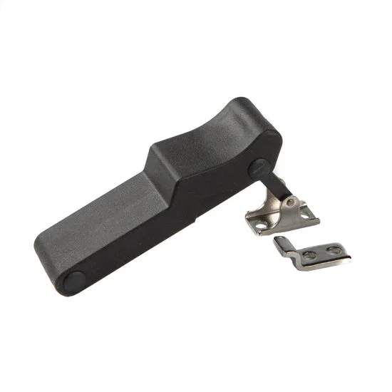 6038C – WHITECAP IND Drawer Latch, Non Locking Latch Black Nylon Single With Stainless Steel Brackets